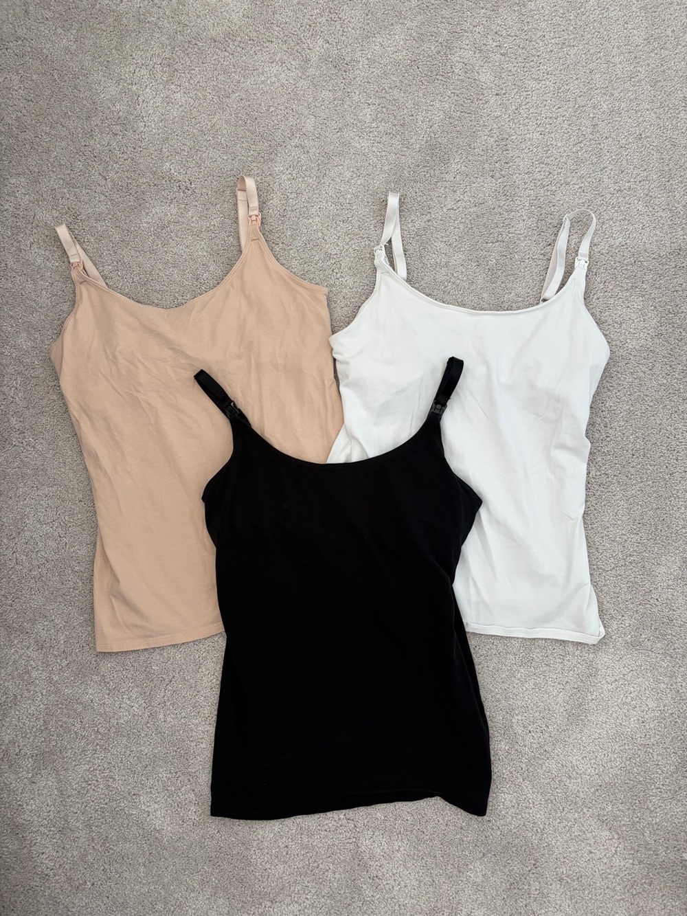 Old Navy Women's Seamless clip Down Nursing Tank Top Bundle - Black, White, Nude